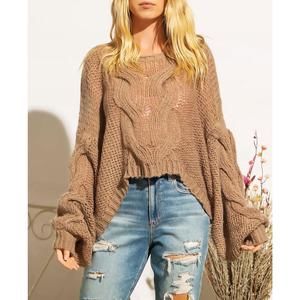 NEW BESTTO cropped cable-knit sweater in taupe